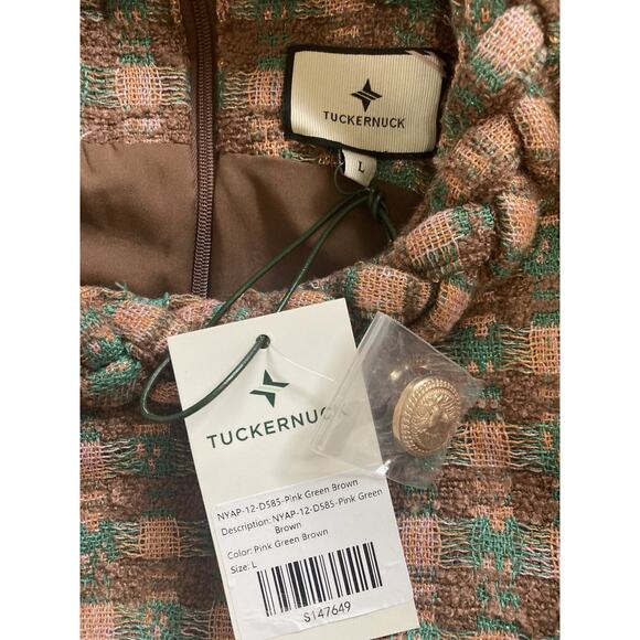 TUCKERNUCK Neapolitan Tweed Sleeveless Jackie Dress Brown Green Size Large - Picture 9 of 11